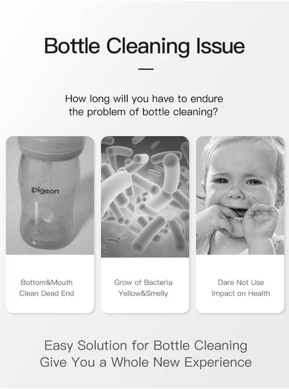 SAIDAH Simple Nylon Sponge Suction Feeding Bottle Nipple Pacifier Brush Set Water Sippy Vacuum Cup Cleaning（2 in 1）
