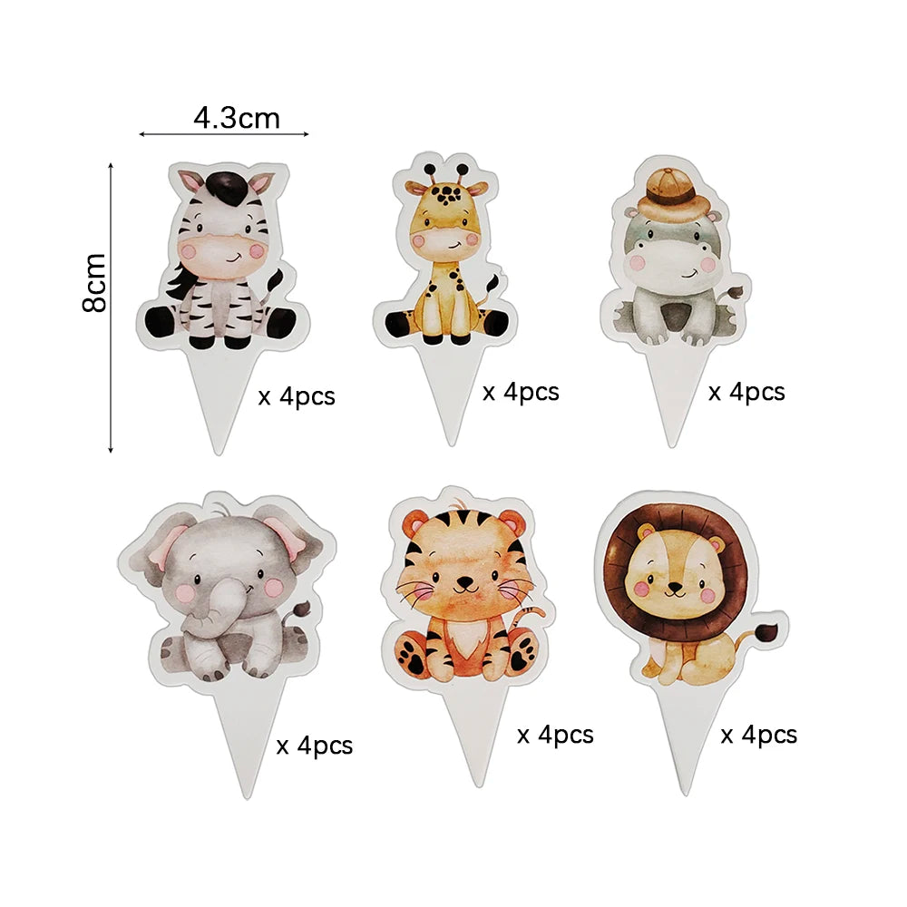 Jungle Birthday Disposable Tableware Wild One Paper Plates Cups Napkins Tablecloth Safari Jungle Animals Theme Party Decorations