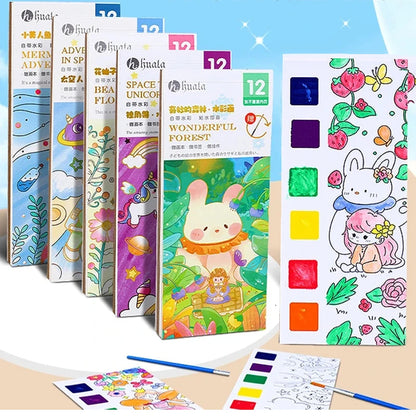 12/20 Sheets Watercolor Painting Book Portale Coloring Books Graffiti Picture Book Educational Drawing Coloring Toys for Kids