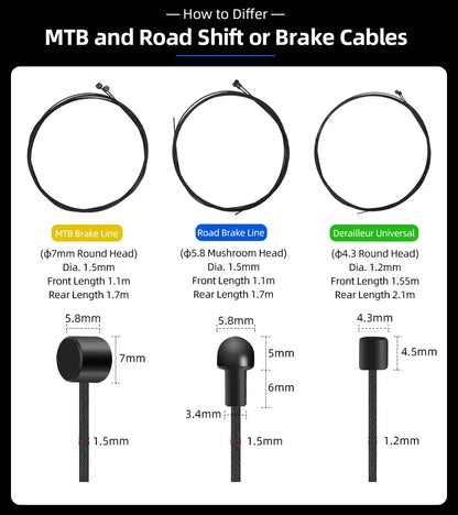 Bicycle PTFE Coated Stainless Steel Core Wire MTB Road Bicycle Zinc Coated Carbon Steel Wire W/ Cap Universal Shift Line DIY Kit
