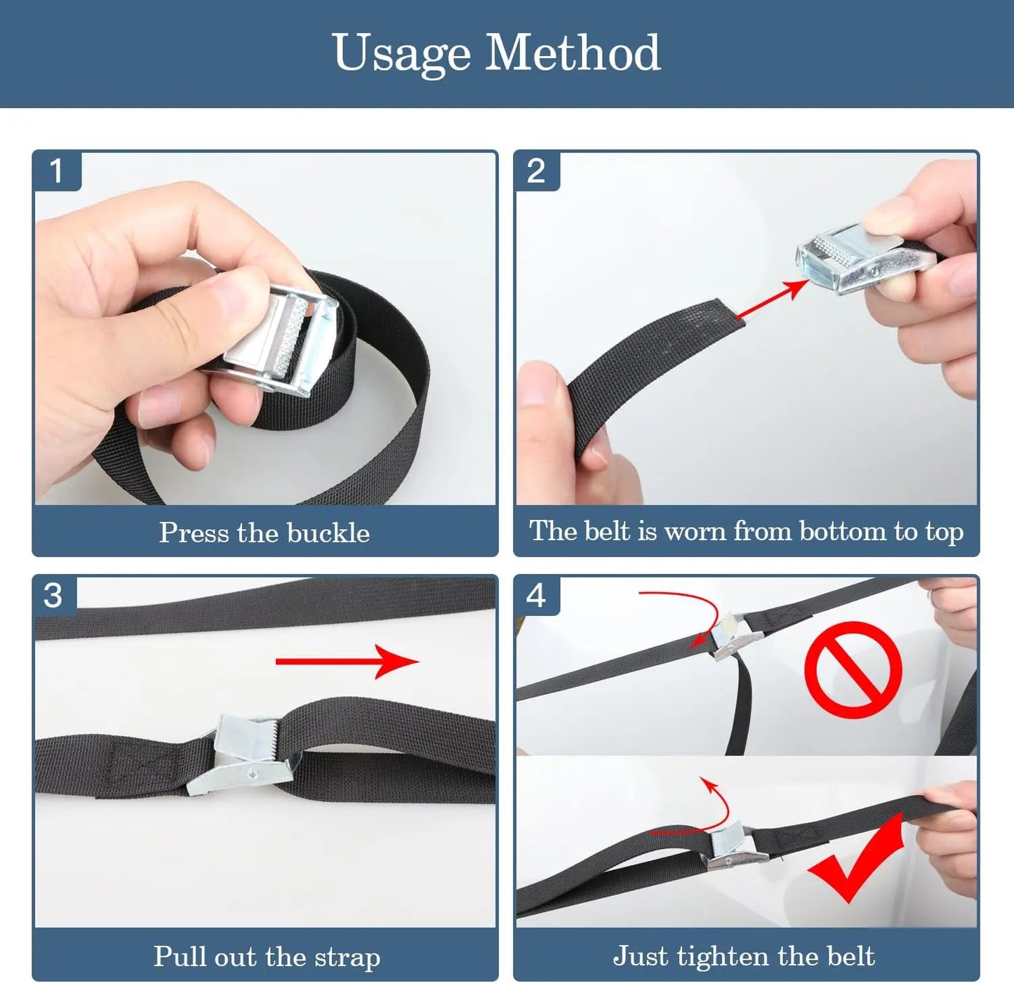10PCS Reusable Lashing Straps with Buckles (Antirust Alloy),Adjustable Cam Buckle Tie Down Cinch Strap