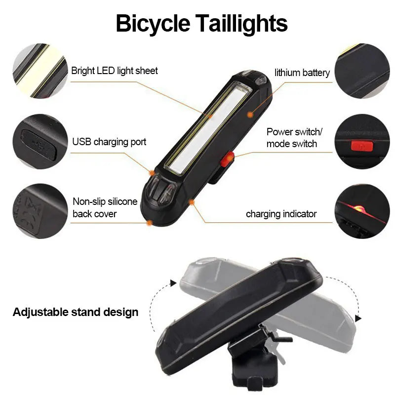 Bike Light USB Rechargeable MTB Front Lamp Headlight Flashlight Bicycle Lighting Flashlight LED Bike Accessories Taillights