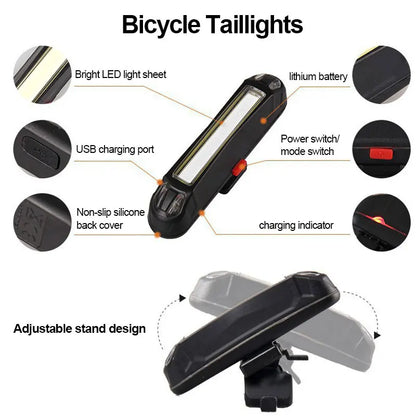 Bike Light USB Rechargeable MTB Front Lamp Headlight Flashlight Bicycle Lighting Flashlight LED Bike Accessories Taillights