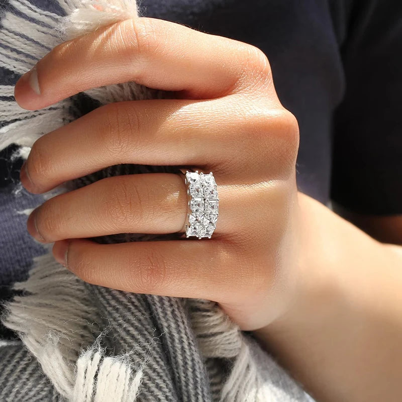 Simple Style Square Zirconia Rings Women Versatile Fashion Accessories for Engagement Women Daily Wearable Finger Jewelry