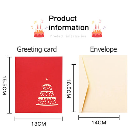 3D Light Music Birthday Card Pop Up Cake Creative Greeting Card Happy Birthday Party Gift Message Cards