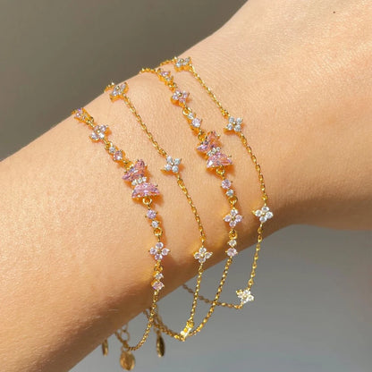 Instagram Style Cute and Sweet Bracelet Love Zircon Butterfly Festival Bracelet Women's Valentine's Day Gift Jewelry
