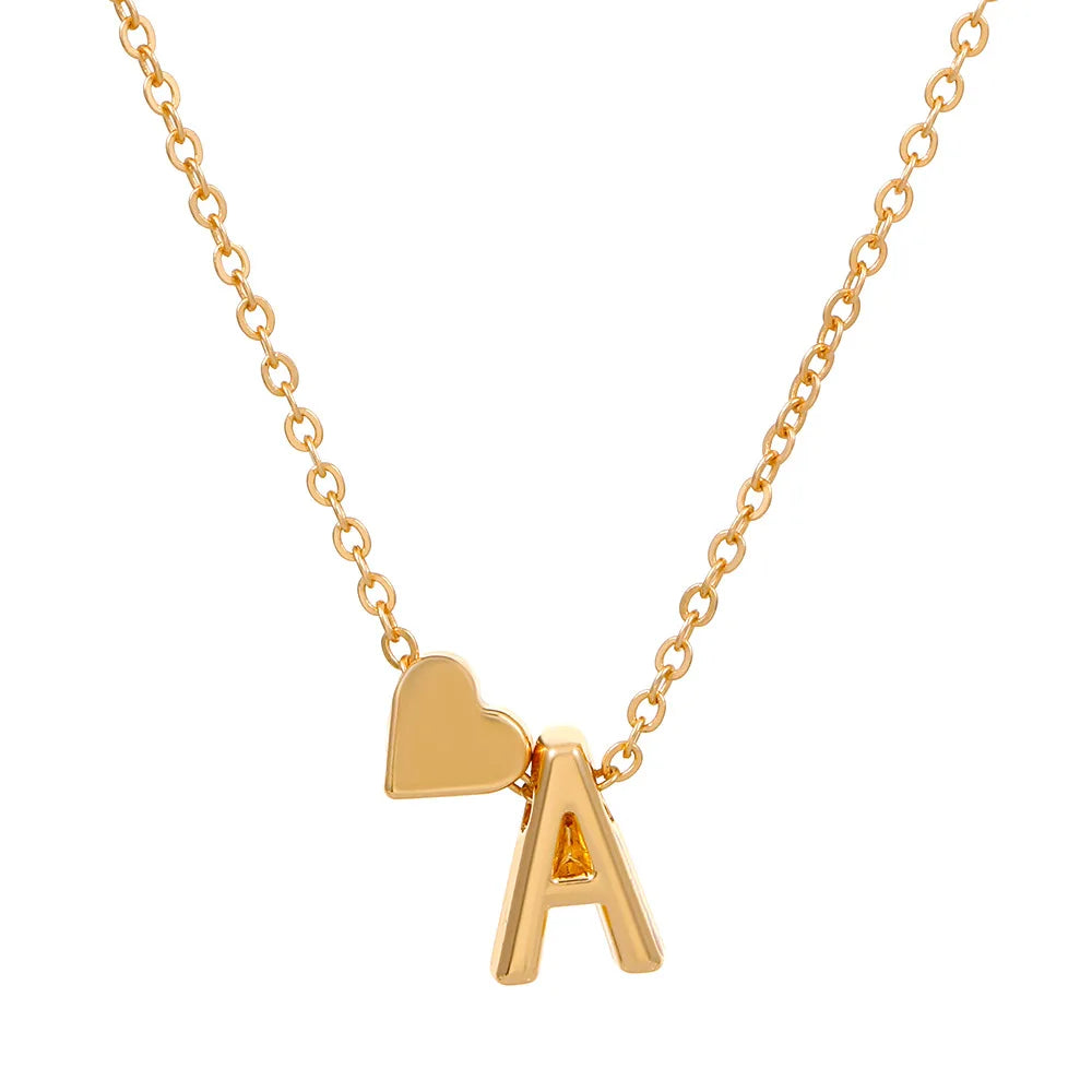 26 English Initial Letter Bracelets for Lovers Women Men DIY Personalized Name Alloy Heart-shaped Bracelets Jewelry Anniversary