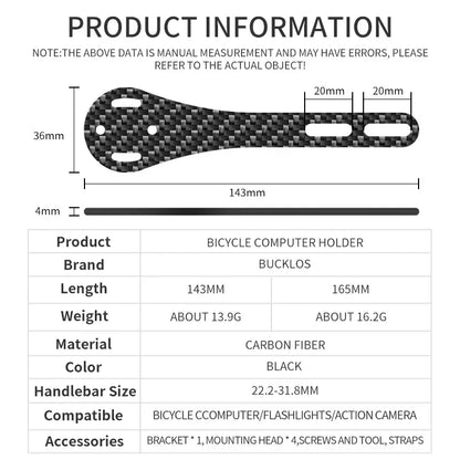 BUCKLOS Carbon Bike Speedometer Holder Road Gravel Bicycle Computer Mount Speedometer Bracket for Garmin Cycling Accessories