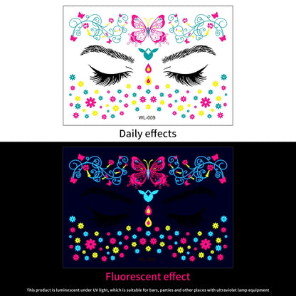 3D Face Eyes Party Makeup Tattoo Sticker Acrylic Diamond Rhinestones Sticker Self-adhesive Mixed Crystal Face Decoration Sticker