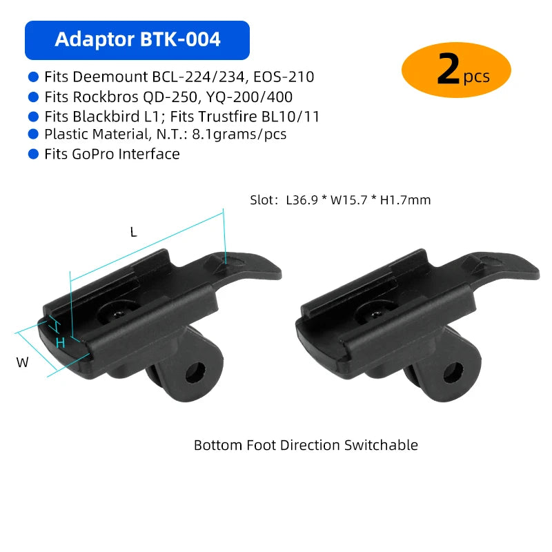Bicycle Headlight Stand Mount W/ Gopro Interface MTB LED Lamp Bracket for Rockbros QD-250 YQ200/400 Blackbird L1