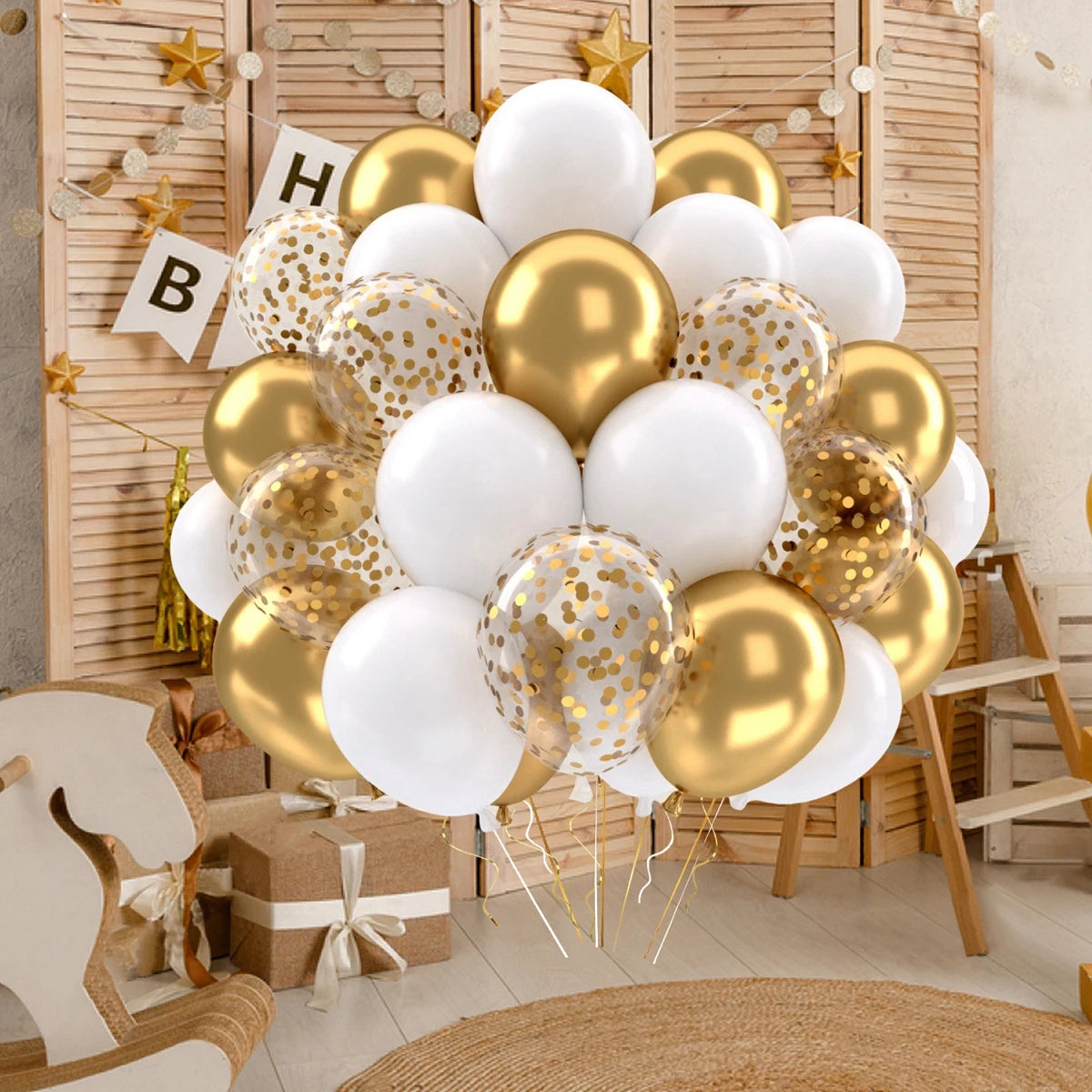 31/36/37/51/101Pcs Metallic Balloons Pearl Latex Balloon Gold Confetti Balloons for Birthday Weddings Baby Shower Party Decor