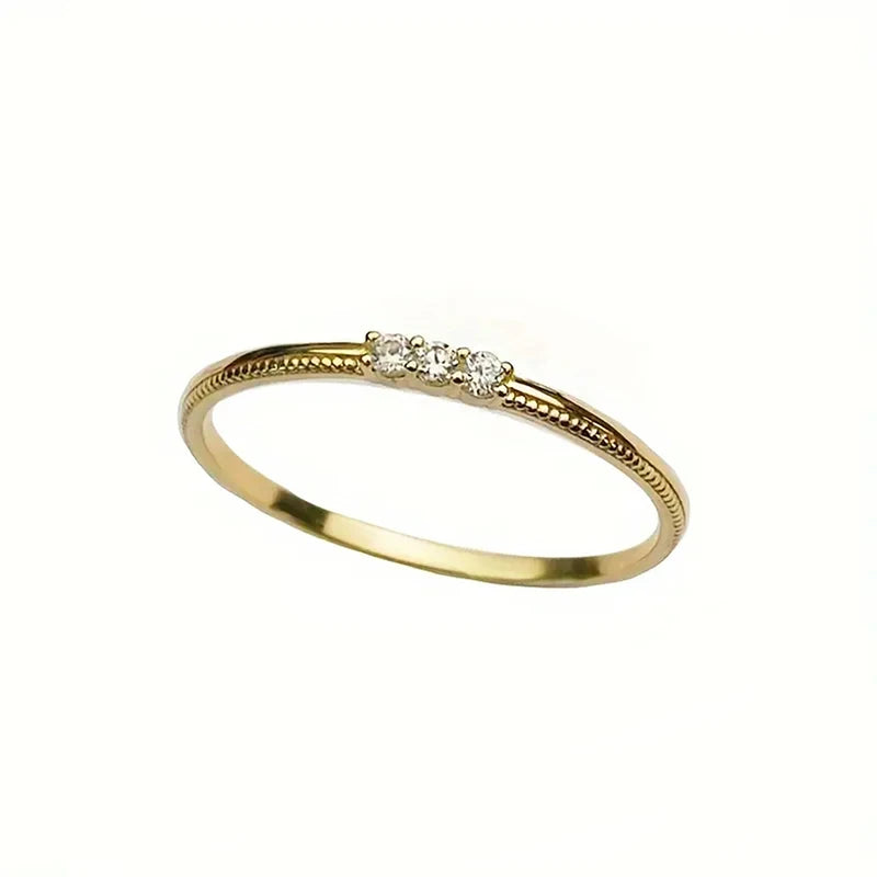 Trendy Simple Thin Ring Lady Versatile Accessories Gold Color/Silver Color Bright Micro Zirconia Jewelry for Daily Wear