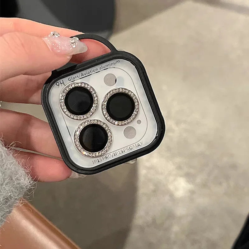 2-3Pcs Diamond Camera Lens Protector For IPhone 12 13 14 15 16 Pro Max Back Mini Cover Lens Ring Glass For IPhone 14 15 Plus Fil