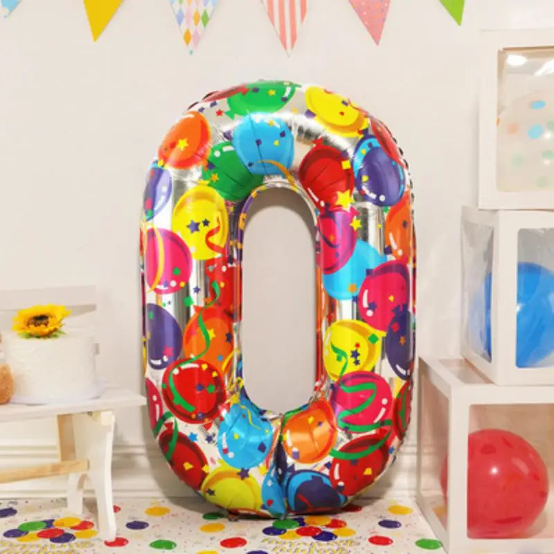 Digital Number Balloon, Aluminum Foil, Gradient Rainbow, Birthday Party, Wedding, Christmas Decoration, 40"