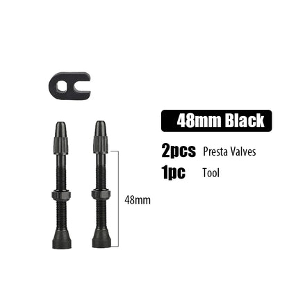 2pcs/bag Bicycle Bike Tubeless Presta Valves Stems Aluminium Alloy 40mm 44mm 48mm 60mm 80mm with Valve Core Removal Tool