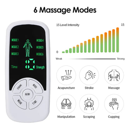 EMS Pulse Electric Muscle Stimulator Back Neck Body Massager Tens Acupuncture Meridian Physiotherapy Digital Massage Tools