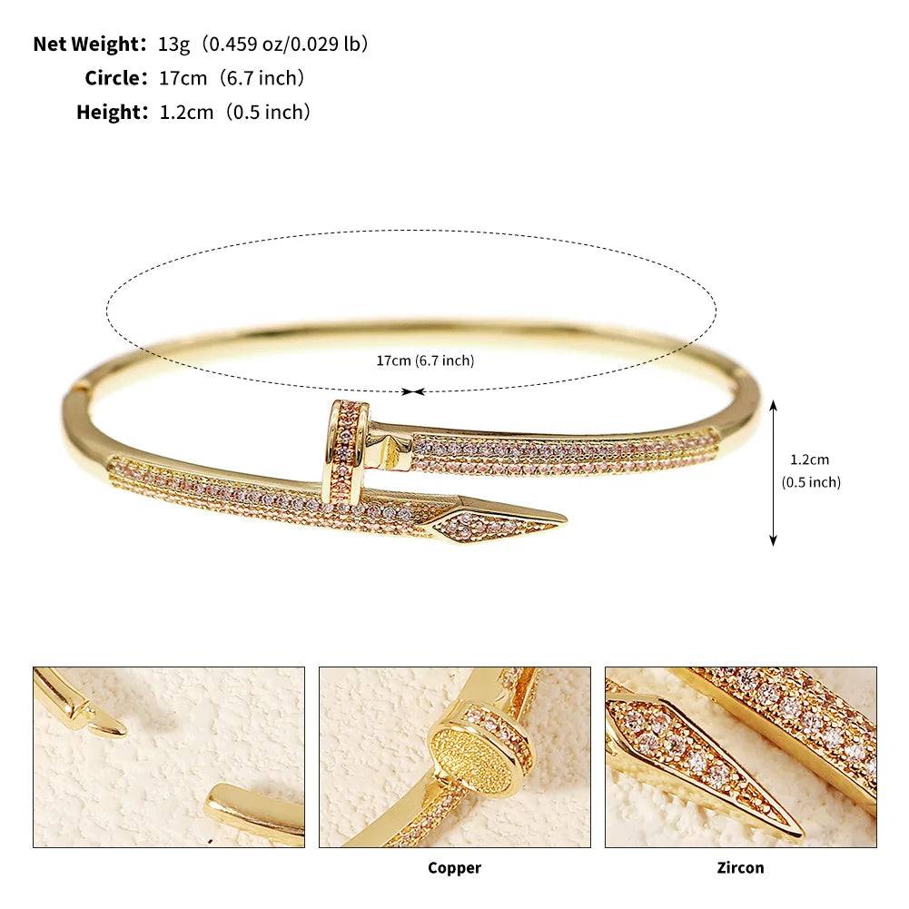Copper With Zirconium Opening Female Simple Trendy Bracelet Women's Stainless Steel Jewelry Luxury Gifts for Girlfriends