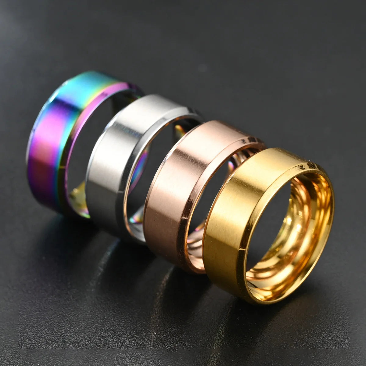 6 Colors Classic 8mm Tungsten Mens Ring Surface Brushed Stainless Steel Ring for Women Wedding Band Couples Jewelry Accessories