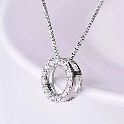 Circle Necklace with Cubic Zirconia Simple Stylish Clavicle Chain Necklace for Women Wedding Eternity Jewelry