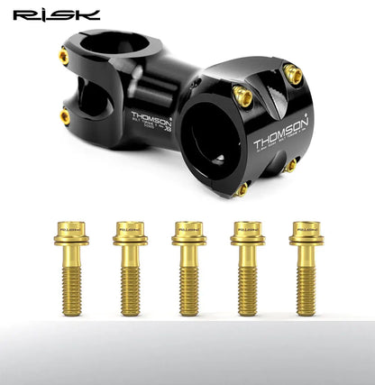 6pcs/bag RISK Bike Stem Bolts Bicycle Handlebar Fixing Screws Titanium Alloy M5x16 M5x18 M5X20 Wish Washers Hex Socket Head