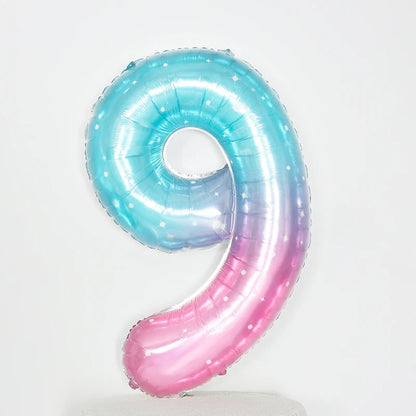 Digital Number Balloon, Aluminum Foil, Gradient Rainbow, Birthday Party, Wedding, Christmas Decoration, 40"