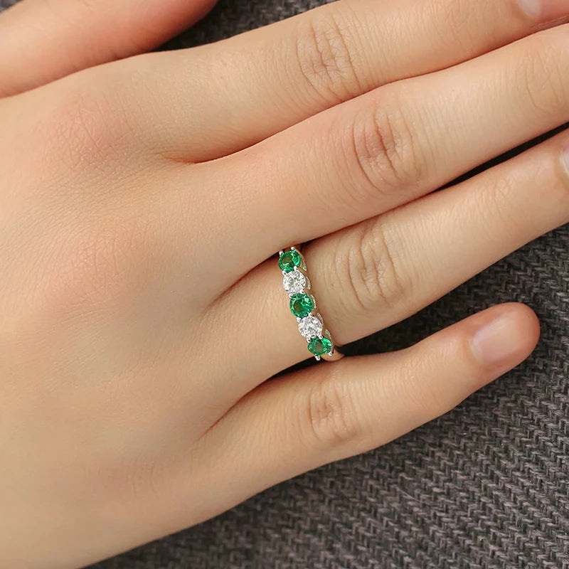 Fashion Contracted Women Wedding Rings with White/Green/Rose Red/Blue CZ Exquisite Female Finger-rings New Trendy Jewelry