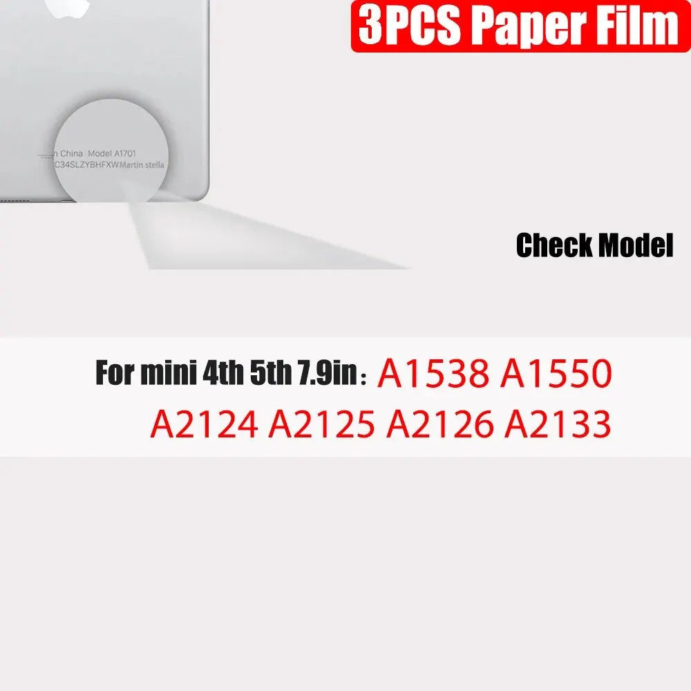 3Pcs Paper Feel Like Screen Protector For iPad 10th 9th Generation 8 7 6 Air 5 4 Pro 11 12.9 10.5 9.7 Mini 5 6 13 2024 No Glass
