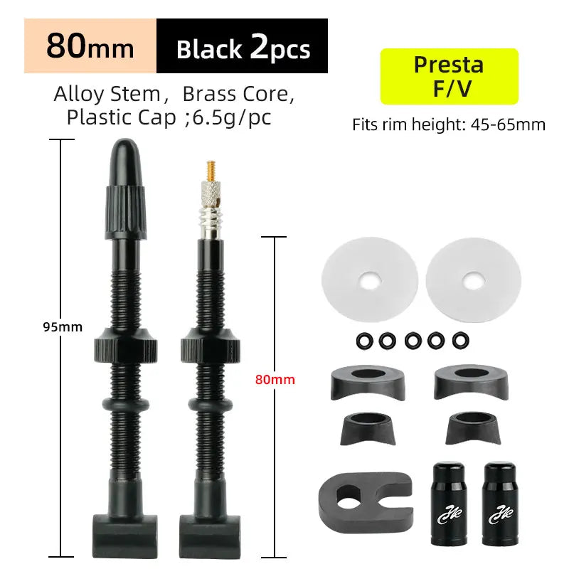 Deemount Presta Nipples Bicycle Tubeless Rim F/V Valves Anodized Aluminum Stem Brass Core Integrated Rectangle Base