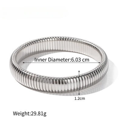 Stainless Steel Texture Flex Snake Chain Cuff Bracelet 18k Gold Plated Wide Bracelet Bangle Fashion Jewelry Women Gifts
