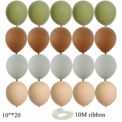 15/20PCS 10inch Vintage Balloons Retro Khaki Green Balloon Set for Wedding Anniversary Happy Birthday Party Decoration Supplies