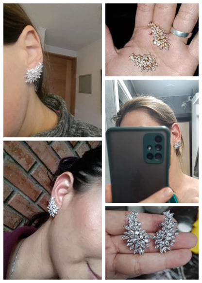 Sparkling Women's Cubic Zirconia Stud Earrings Gorgeous Female Wedding Party Fashion Ear Piercing Accessories New Jewelry