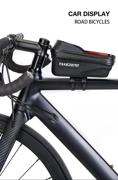 TAKEZERO A2X Mountain Bike EVA Hard Shell Bicycle Bag - Quick-Release Front Bar Bag for Handlebar Mount, Cycling Equipment