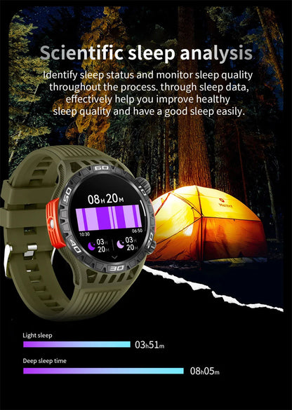 Outdoor Military Smart Watch Men's With LED lighting Bluetooth Call Smartwatch 3ATM IP68 Waterproof Compass Sports Fitness Watch
