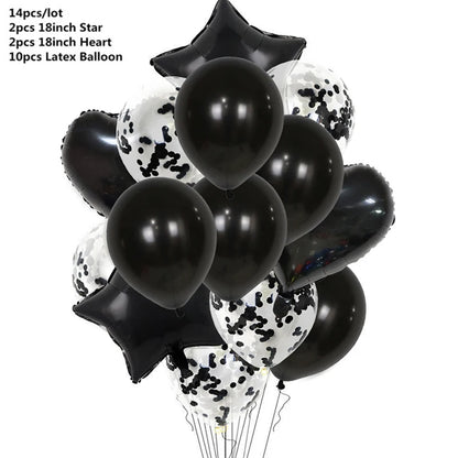 14pcs Rose Gold Mix Star Heart Confetti Latex Balloons Birthday Party Decorations Kids Adult Wedding Anniversary Globos Supplies