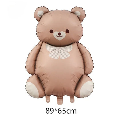Cute Matte Rainbow Cake Bear Foil Balloon Kids Adult Birthday Party Decorations Cartoon Bow Candy Ice Cream Balloons Globos