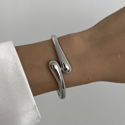 DIEZI 3 Styles Vintage Hip Hop Metal Cuff Bangles Punk Gold Silver Color Geometric Spring Bangles For Women Bracelet Men Jewelry