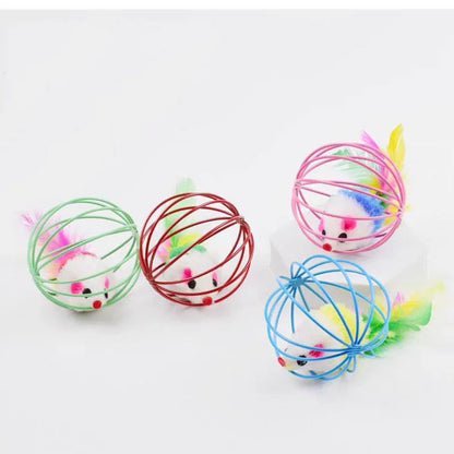 Popular Colorful Mouse in Cage Cat Toy Within Sand Interactive Chase Cat Mouse Toy