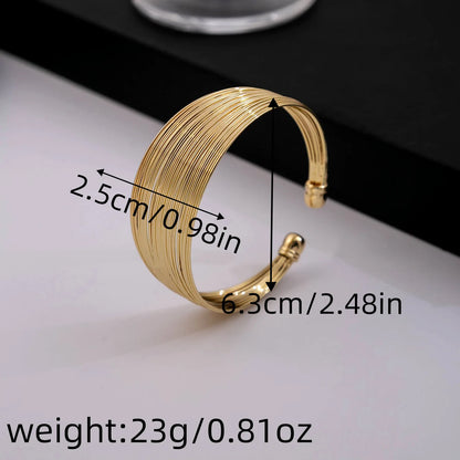 1PC Retro Gold Multi Layer Open Wide Cuffs Women's Punk Metal Adjustable Personalized Bracelet Jewelry Outdoor Party Gift-5034