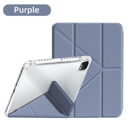 For iPad Case 2024 iPad Pro 13/11 M4 Air 11/13 M2 for 10th Gen Pro 12.9/11 Air 4/5th mini 6 Cover Y-bracket Acrylic Transparent