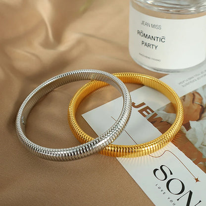 Stainless Steel Texture Flex Snake Chain Cuff Bracelet 18k Gold Plated Wide Bracelet Bangle Fashion Jewelry Women Gifts