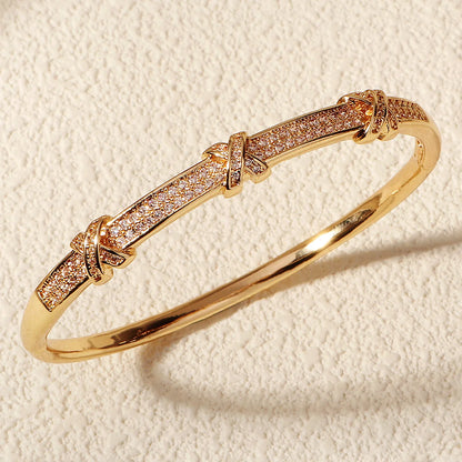 Copper With Zirconium Opening Female Simple Trendy Bracelet Women's Stainless Steel Jewelry Luxury Gifts for Girlfriends