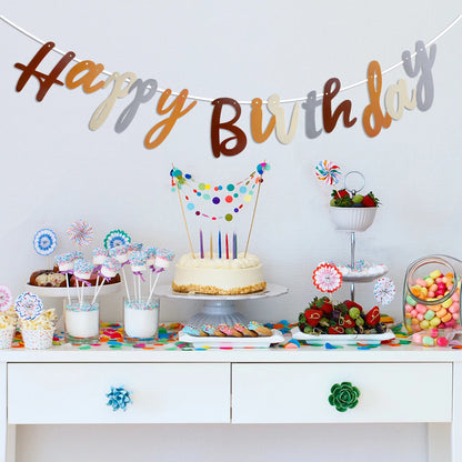 Bear Happy Birthday Banner Cute Bear Paper Birthday Bunting Banner Hanging Garland for Kids Baby shower 1st First Birthday Decor
