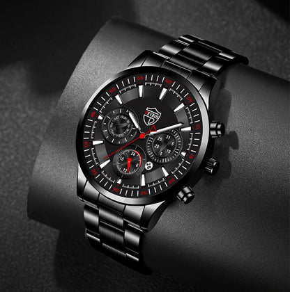 Fashion Men's Watches Business Stainless Steel Quartz Wrist Watch Male Casual Date Luminous Leather Bracelet Clock