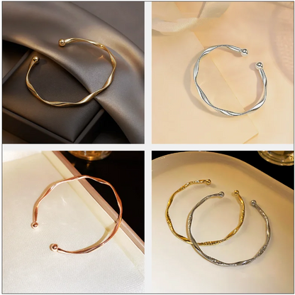 Retro Cuff Bracelet Opening Bangles for Women Minimalism Twisted Bracelets Wristband Jewelry Mom Wife Girls Birthday Gifts ﻿