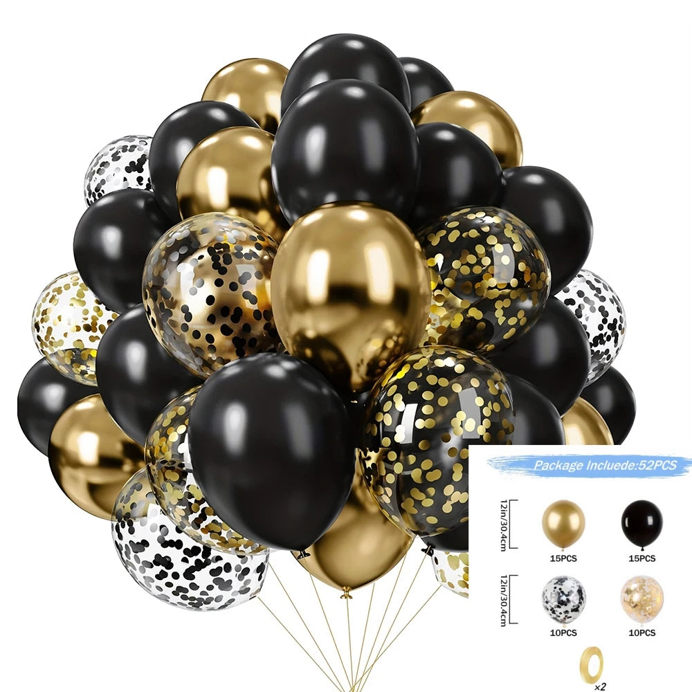 16pcs Black Metallic Sequin Balloons for Birthday Wedding Graduation Party Balloon Decoration
