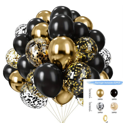 16pcs Black Metallic Sequin Balloons for Birthday Wedding Graduation Party Balloon Decoration