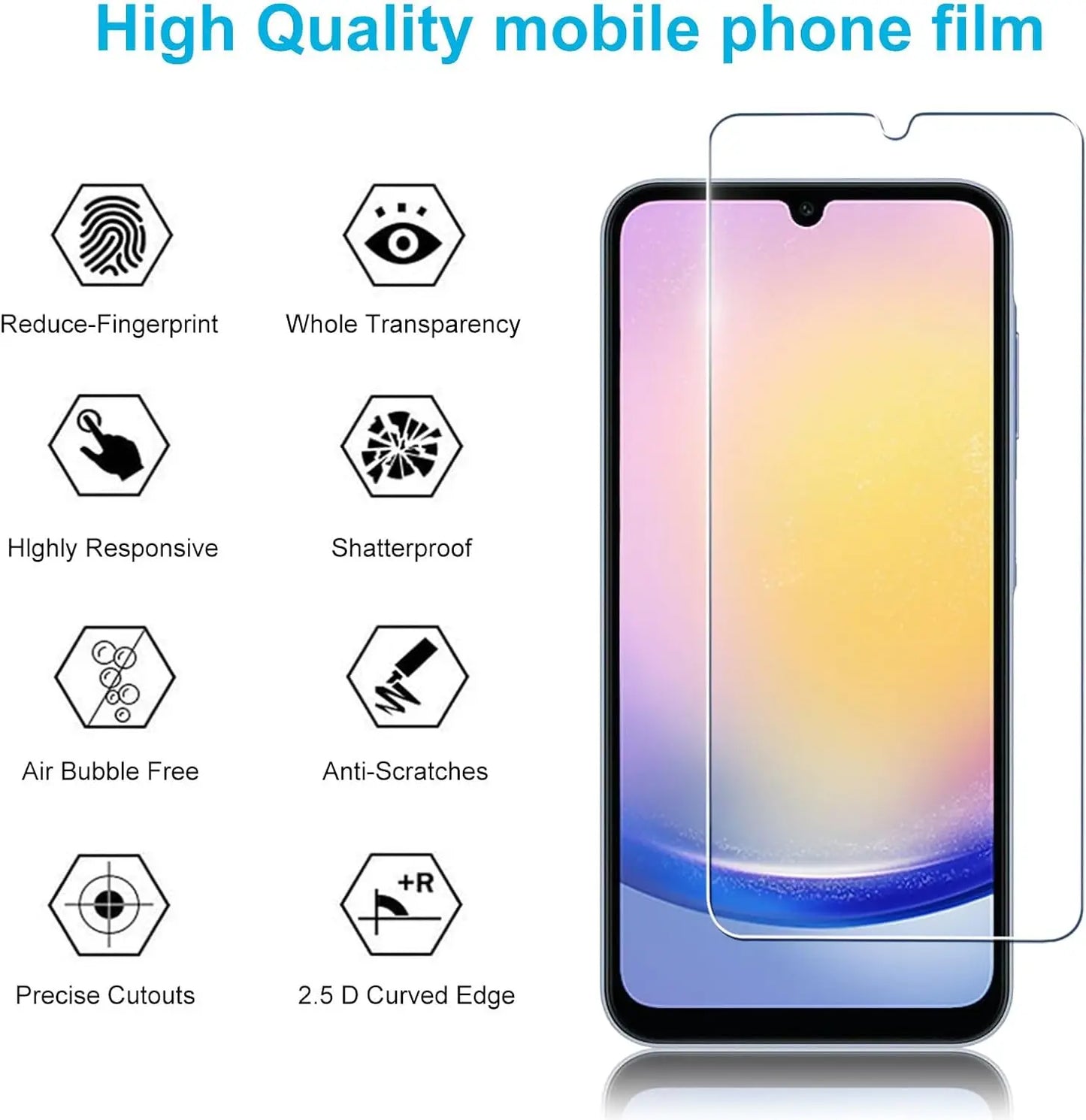 2/4Pcs 9H Screen Protector Glass For Samsung Galaxy A25 5G HD Tempered Glass Film