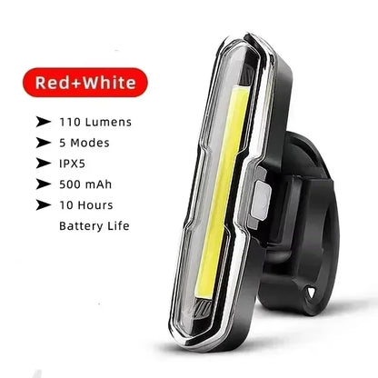 Bicycle Tail Light USB Rechargeable Bike Taillight Solar Power Long Endurance Cycling Rear Lamp Bright Mtb Warning Flashlight