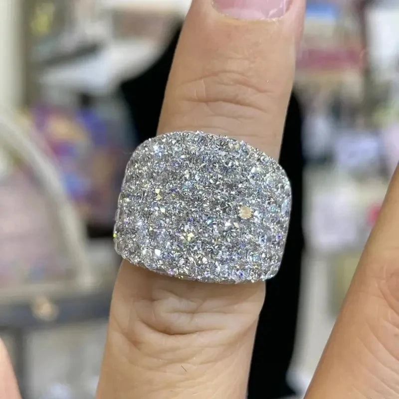 Bling Bling Crystal Cubic Zirconia Rings Gorgeous Wedding Band Accessories for Women Luxury Silver Color Female Jewelry
