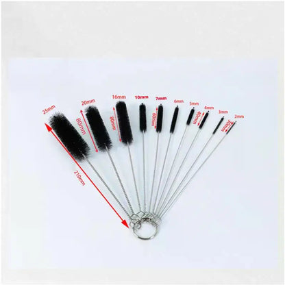 10pcs Set Stainless Steel Soft Hair Brush Pipette Test Tube Baby Bottle Brush Multifunctional Household Cleaning Tools Set